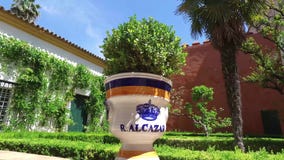 Sevilla, Andalusien, Spanien - 18. April 2016: Alcazar, Innengärten, Höfe und Räume stock video footage Sevilla, Andalusien, Spanien - 18. April 2016: Alcazar, Innengärten, Höfe und Räume stock video footage
