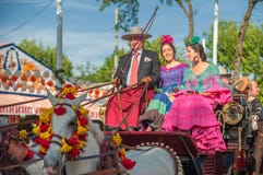 Parade of carriages at the Seville's April Fair royalty free stock photography Parade of carriages at the Seville's April Fair royalty free stock photography