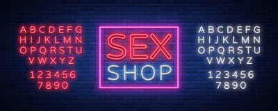 Sexshoplogoen, natt undertecknar in neonstil Neontecken, Royaltyfria Bilder Sexshoplogoen, natt undertecknar in neonstil Neontecken, Royaltyfria Bilder