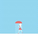 Sexy jong vrouw of meisje die in de zomerregen lopen met rode kleding en paraplu vector illustratie Sexy jong vrouw of meisje die in de zomerregen lopen met rode kleding en paraplu vector illustratie