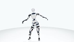 robot android artificial Intelligence woman dancing. Sci-fi stylish robotic girl. Cute robot woman.