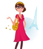 woman on shopping in Paris city vector illustration woman on shopping in Paris city vector illustration