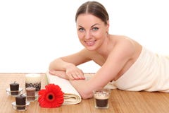 Beautiful woman relaxing in spa. isolated on white stock photos Beautiful woman relaxing in spa. isolated on white stock photos