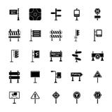 Señales de tráfico e iconos del vector del Glyph de los empalmes fijados ilustración del vector Señales de tráfico e iconos del vector del Glyph de los empalmes fijados ilustración del vector