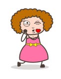 Señora adulta Blowing Kiss Vector de la historieta ilustración del vector Señora adulta Blowing Kiss Vector de la historieta ilustración del vector