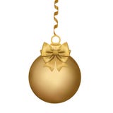 Sfera dorata con l'arco Gioielli dell'oro isolati su fondo bianco Festa di Natale Progettazione per le cartoline Illustrazione di royalty illustrazione gratis Sfera dorata con l'arco Gioielli dell'oro isolati su fondo bianco Festa di Natale Progettazione per le cartoline Illustrazione di royalty illustrazione gratis