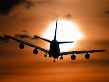 Shadow Image of a Plane Flying during Sunset Royalty Free Stock Images Shadow Image of a Plane Flying during Sunset Royalty Free Stock Images