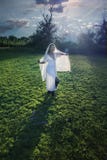 Shaman woman on the field 2 stock photo Shaman woman on the field 2 stock photo