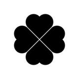 Shamrock silhouette - black four leaf clover icon. Good luck theme design element. Simple geometrical shape vector Stock Photos Shamrock silhouette - black four leaf clover icon. Good luck theme design element. Simple geometrical shape vector Stock Photos