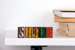 Share word from colored wooden letters stock images Share word from colored wooden letters stock images