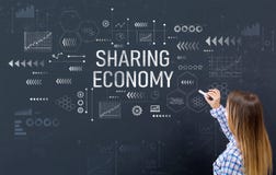 Sharing economy with young woman stock photo Sharing economy with young woman stock photo