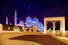 Sheikh Zayed Grand Mosque in Abu Dhabi, UAE at night royalty free stock photo Sheikh Zayed Grand Mosque in Abu Dhabi, UAE at night royalty free stock photo