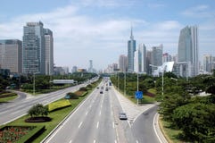 Shenzhen City - Main Avenue Stock Photos Shenzhen City - Main Avenue Stock Photos
