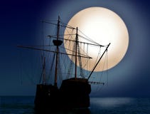 Ship At Night Stock Photography