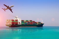 Ship Sailing In The Sea,logistics And International Shipping Containers, Stock Photography