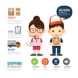 Shipping infographic with people delivery service design,work jo stock illustration Shipping infographic with people delivery service design,work jo stock illustration