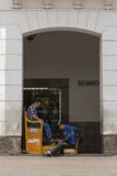 Shoes cleaning service in the street of Quito in Ecuador Royalty Free Stock Photo Shoes cleaning service in the street of Quito in Ecuador Royalty Free Stock Photo