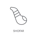 Shofar lineair pictogram Modern het embleemconcept van overzichtsshofar op wit royalty-vrije illustratie Shofar lineair pictogram Modern het embleemconcept van overzichtsshofar op wit royalty-vrije illustratie