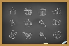 shoppa för blackboardsymboler stock illustrationer shoppa för blackboardsymboler stock illustrationer