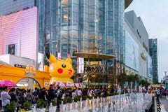 Shoppers Visit Siam Paragon Mall And Pokemon Festiva Stock Photo