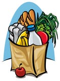Shopping bag with food