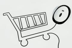 Shopping Cart Drawn With Mouse Wire Royalty Free Stock Photos