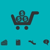 Shopping cart icon flat stock illustration Shopping cart icon flat stock illustration
