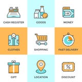Shopping and market line icons set royalty free illustration Shopping and market line icons set royalty free illustration