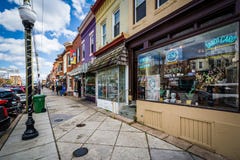 Shops along West 36th Street in Hampden, Baltimore, Maryland. Royalty Free Stock Image Shops along West 36th Street in Hampden, Baltimore, Maryland. Royalty Free Stock Image
