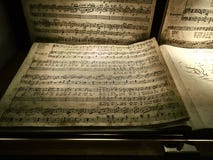 Shot of a staff of a musical composition by Mozart