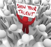 Show Your Talent Person Holding Sign Display Skills Abilities stock illustration Show Your Talent Person Holding Sign Display Skills Abilities stock illustration