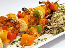Shrimp Kebabs With Rice Stock Images Shrimp Kebabs With Rice Stock Images