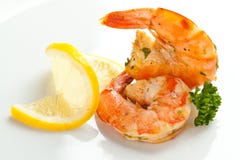 Shrimps on a white background. royalty free stock photography Shrimps on a white background. royalty free stock photography