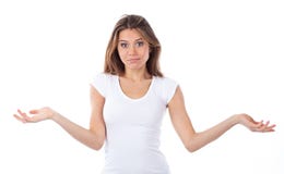 Shrugging woman in doubt Royalty Free Stock Photography Shrugging woman in doubt Royalty Free Stock Photography