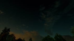 Night timelapse. Siberian skies outside the city. Clouds and stars.