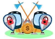 Sicherheits-Software Daten im Computer und in den beweglichen Systemanwendungen schützen vektor abbildung Sicherheits-Software Daten im Computer und in den beweglichen Systemanwendungen schützen vektor abbildung