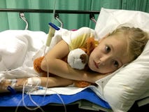 Sick child in hospital casualty ward