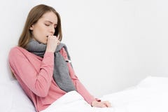 Sick girl having cough