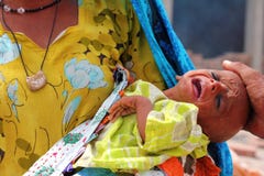 Sick Refugee Baby Crying Royalty Free Stock Photography Sick Refugee Baby Crying Royalty Free Stock Photography