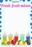 Sida för menyn med moktejliami från ny frukt också vektor för coreldrawillustration stock illustrationer Sida för menyn med moktejliami från ny frukt också vektor för coreldrawillustration stock illustrationer