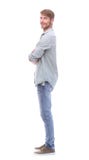 Side View. Confident Young Man In Jeans Stock Images