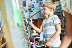 Cute Little Boy Painting Picture stock photography Cute Little Boy Painting Picture stock photography