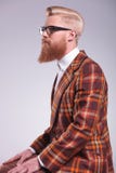 Side view of a young fashion man with long beard royalty free stock photo Side view of a young fashion man with long beard royalty free stock photo