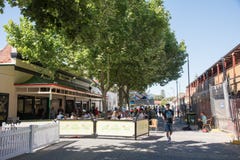 Sidewalk Cafe and Musician royalty free stock photography Sidewalk Cafe and Musician royalty free stock photography