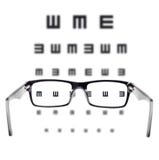 Sight test seen through eye glasses Stock Photos Sight test seen through eye glasses Stock Photos