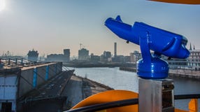 Sightseeing blue Telescope urban view royalty free stock photo Sightseeing blue Telescope urban view royalty free stock photo