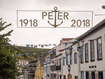 Sign celebrating centenary of Peter Cafe Sport in Horta, Faial, Azores Islands