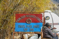 A signboard of security force at the Khunjerab checkpoint. royalty free stock photo A signboard of security force at the Khunjerab checkpoint. royalty free stock photo