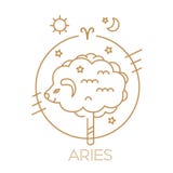 Signe de vecteur de Bélier du zodiaque en cercles de couleur d'or sur un fond, un logo, un tatouage ou une illustration blanc illustration libre de droits Signe de vecteur de Bélier du zodiaque en cercles de couleur d'or sur un fond, un logo, un tatouage ou une illustration blanc illustration libre de droits