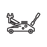 Signe et symbole de vecteur d'icône de cric hydraulique d'isolement sur le CCB blanc illustration libre de droits Signe et symbole de vecteur d'icône de cric hydraulique d'isolement sur le CCB blanc illustration libre de droits